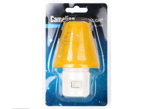 Ночник светодиод с выкл Camelion NL-192 0.5W 4LED 100x70x95 Светильник желтый 220V, пластик